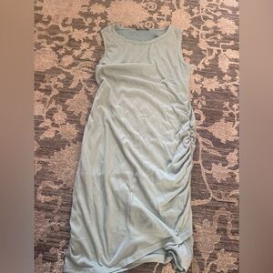 Chic Maternity Sleeveless Midi Dress in Soft Blue